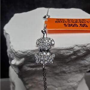 1.0ctw Moissanite Dog & Paw Charm Bracelet 6.5-7.5" Adjustable 925 Sterling...